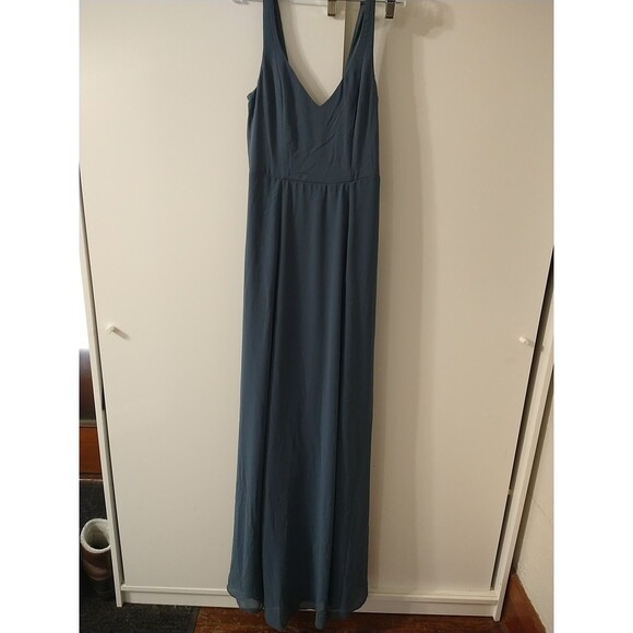 NEW Show Me Your Mumu Jenn Maxi Dress Small Steel Blue Chiffon Bridesmaid - Picture 2 of 8